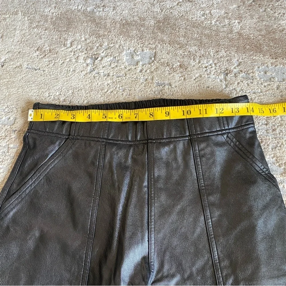 Spanx Leather Like Jogger Pants Brown cuffed Ankle Faux Leather Pull On: Small